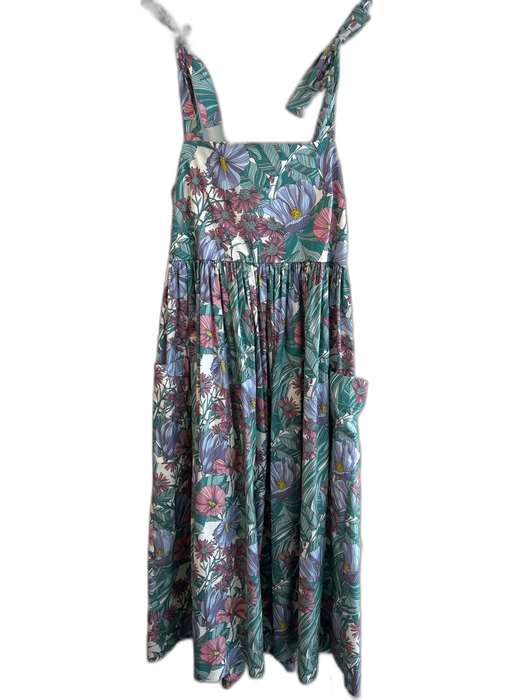 Tory Burch Size M Green & Multi Cotton Blend Square Neck tie strap Maxi Dress Green & Multi / M