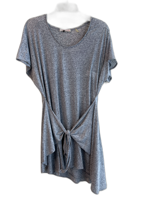 Rebecca Taylor Size L Gray Cotton Crew Neck Heathered Short Sleeve Dress Gray / L