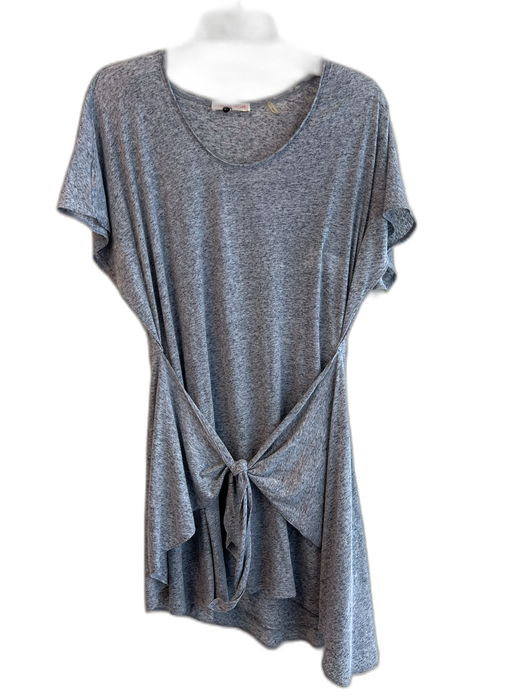 Rebecca Taylor Size L Gray Cotton Crew Neck Heathered Short Sleeve Dress Gray / L