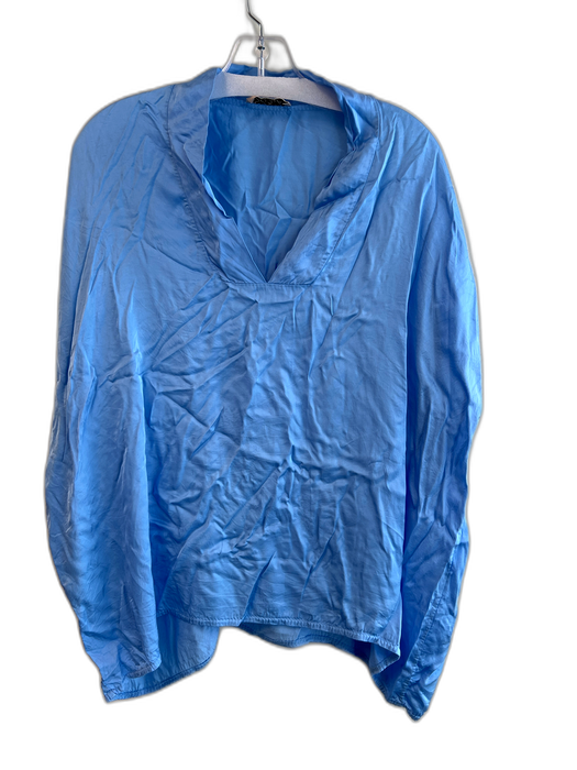 Sofia Size Est M Blue Rayon & Viscose V Neck Short Sleeve Solid Color Top Blue / Est M