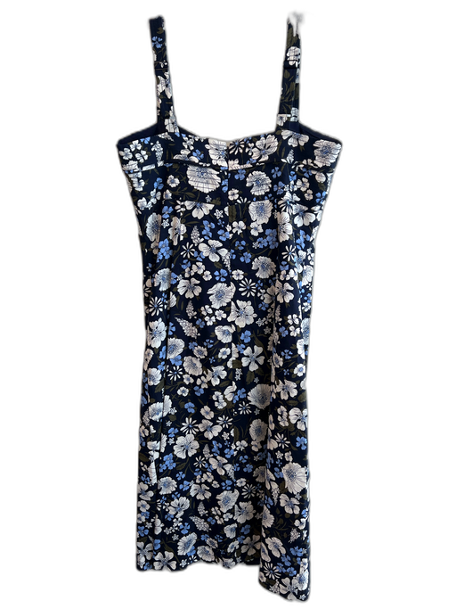 Veronica Beard Size 12 Navy & Multi Linen Blend Back Zip Floral Sleeveless Dress Navy & Multi / 12