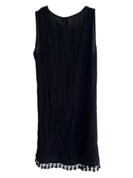Athena Swim Size M Black Rayon Wrap Sleeveless Tassel Cover Up Dress Black / M