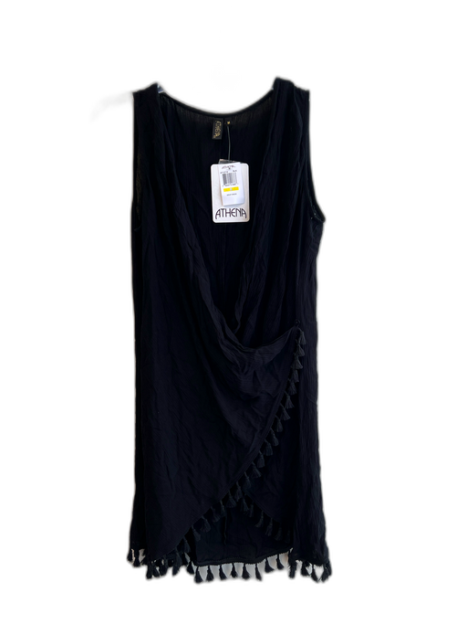 Athena Swim Size M Black Rayon Wrap Sleeveless Tassel Cover Up Dress Black / M