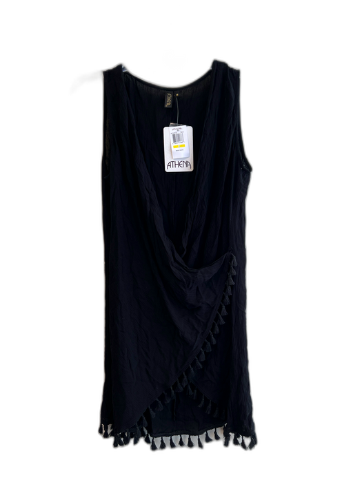 Athena Swim Size M Black Rayon Wrap Sleeveless Tassel Cover Up Dress Black / M