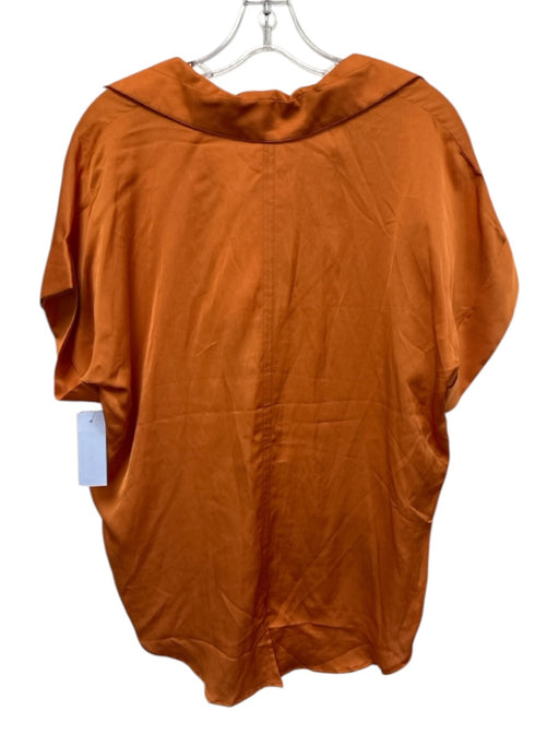 Inclan Studio Size One Size Orange Viscose & Cotton Short Sleeve Split Neck Top Orange / One Size