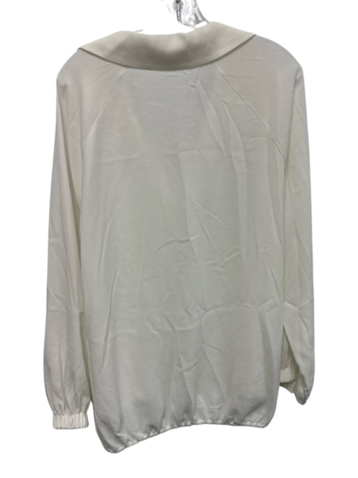 Tibi Size M White Triacetate Blend Long Sleeve Split Neck Collar Top White / M