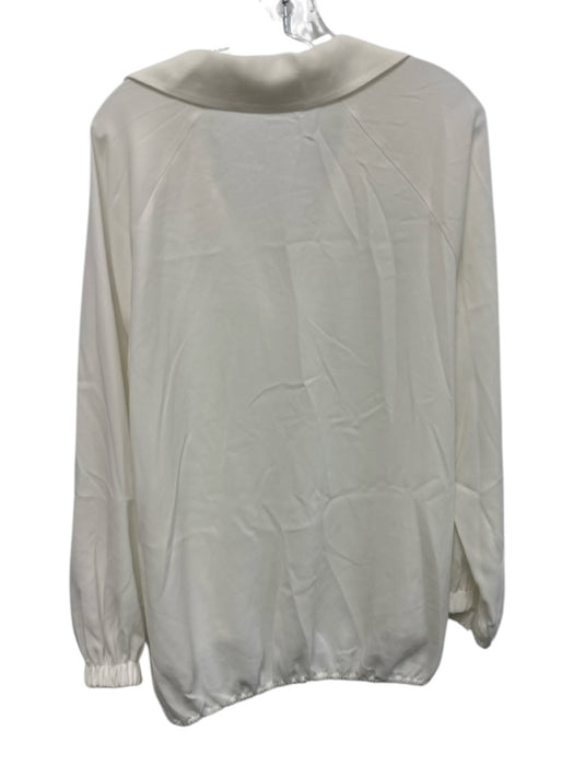 Tibi Size M White Triacetate Blend Long Sleeve Split Neck Collar Top White / M