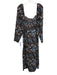Ro's Garden Size XL Black & Multi Cotton Floral Square Neck Long Sleeve Dress Black & Multi / XL