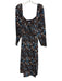Ro's Garden Size XL Black & Multi Cotton Floral Square Neck Long Sleeve Dress Black & Multi / XL