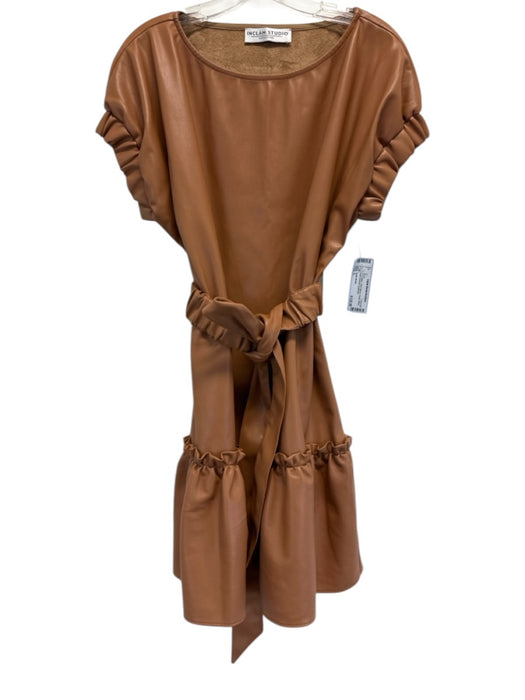 Inclan Studio Size L PU Leather Short Sleeve Pleats Shine Dress L
