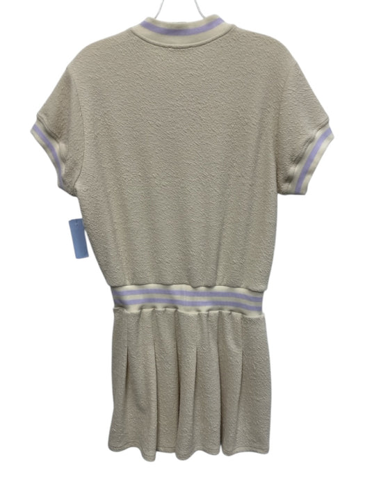Sundays Size M Cream White Polyester & Cotton Short Sleeve Textured Dress Cream White / M