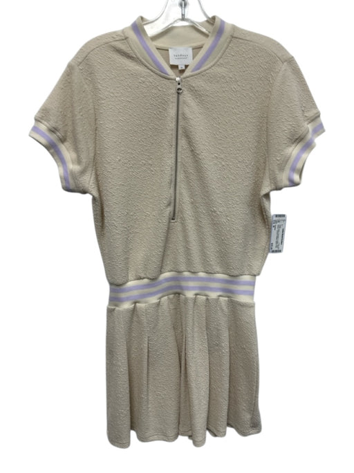 Sundays Size M Cream White Polyester & Cotton Short Sleeve Textured Dress Cream White / M