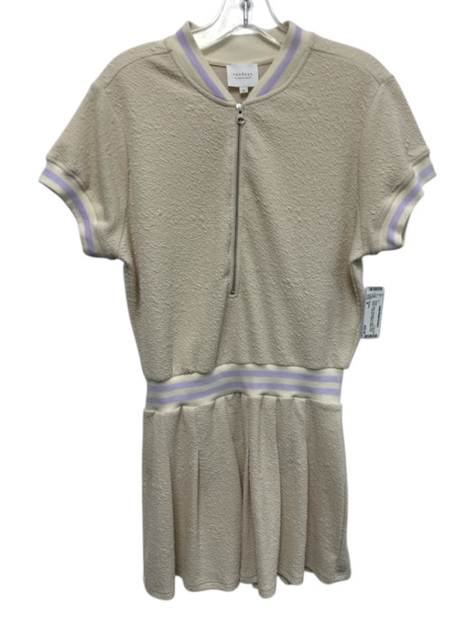 Sundays Size M Cream White Polyester & Cotton Short Sleeve Textured Dress Cream White / M