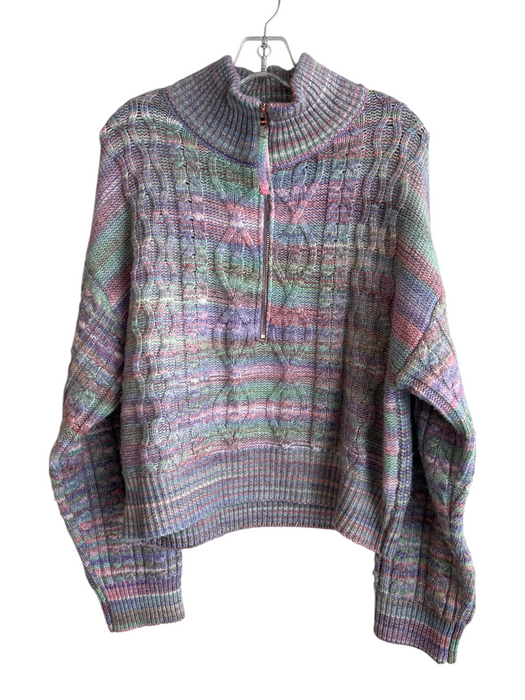 525 Size Large Lilac, Green & Mulit Polyester Half Zip High Neck Sweater Lilac, Green & Mulit / Large