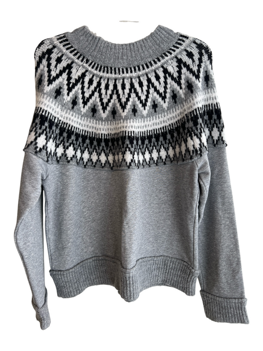 Carbon 38 Size Large Grey, Black & White Acrylic Blend Long Sleeve Sweater Grey, Black & White / Large
