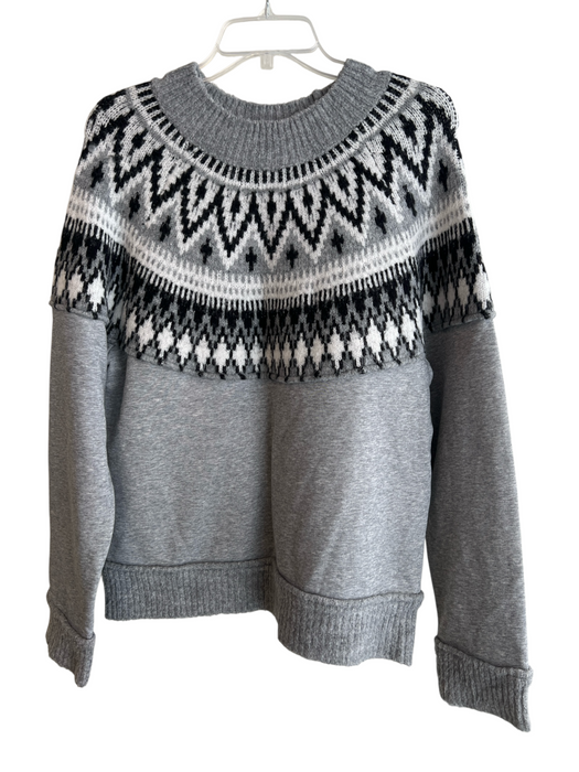 Carbon 38 Size Large Grey, Black & White Acrylic Blend Long Sleeve Sweater Grey, Black & White / Large