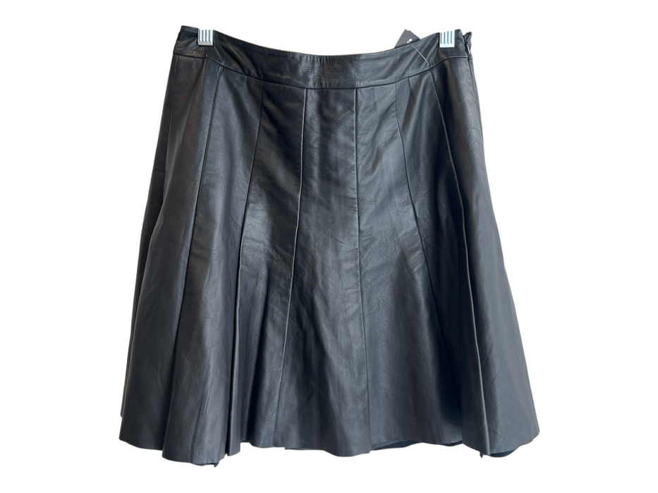 Halogen Size 10 Black Leather Lined Side Zip pleats Above Knee Skirt Black / 10