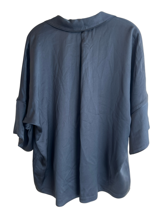 Joie Size Medium Midnight blue Acetate Blend Button Down Half Sleeve Collar Top Midnight blue / Medium