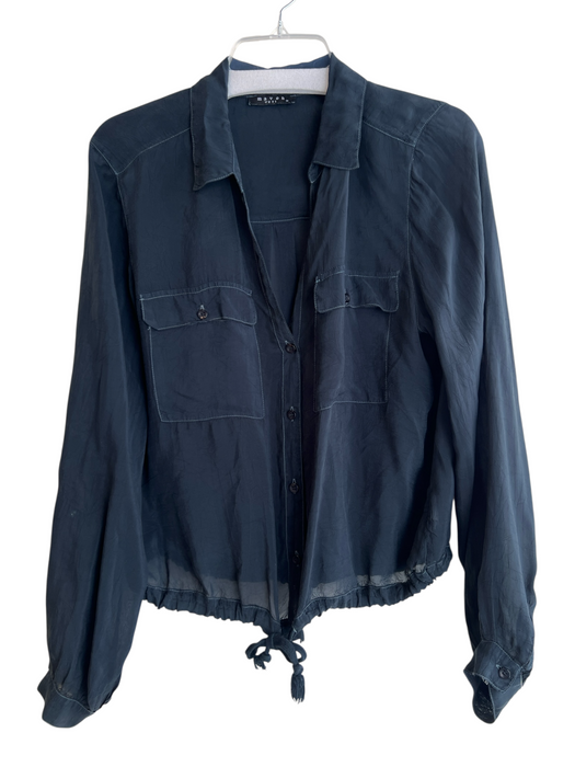 Maven West Size Medium Midnight blue Cupro Long Sleeve Button Down Collar Top Midnight blue / Medium