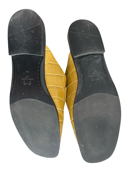 Marc Fisher Shoe Size 9 Mustard Leather Square Toe Open Back Mule Flat Shoes Mustard / 9