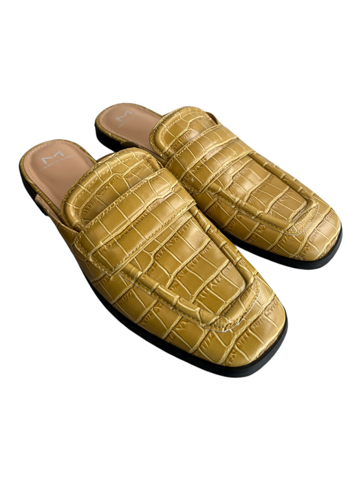 Marc Fisher Shoe Size 9 Mustard Leather Square Toe Open Back Mule Flat Shoes Mustard / 9