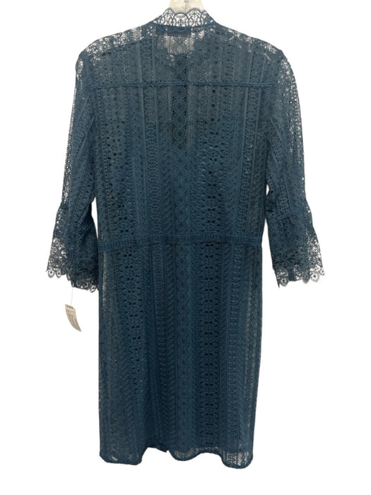 Carlisle Collection Size 2 Teal Green & Navy Blue Polyester 3/4 Sleeve Dress Teal Green & Navy Blue / 2