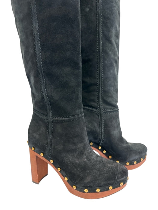 Veronica Beard Shoe Size 7 Black, Brown & Gold Leather Upper Suede Boots Black, Brown & Gold / 7