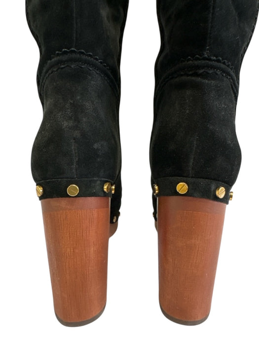 Veronica Beard Shoe Size 7 Black, Brown & Gold Leather Upper Suede Boots Black, Brown & Gold / 7