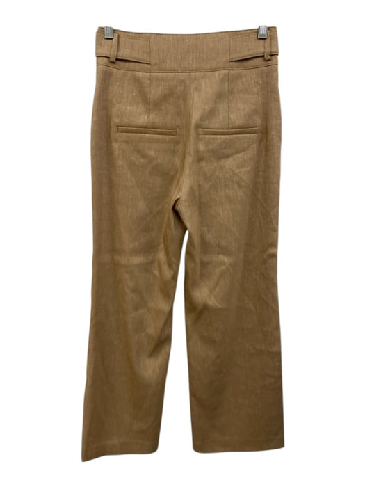 Veronica Beard Size 0 Khaki Beige Linen Blend Button Detail Trouser Pants Khaki Beige / 0
