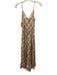 Vince Size XS Cream White & Brown Polyester Spaghetti Strap Satin V Neck Dress Cream White & Brown / XS