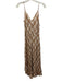 Vince Size XS Cream White & Brown Polyester Spaghetti Strap Satin V Neck Dress Cream White & Brown / XS