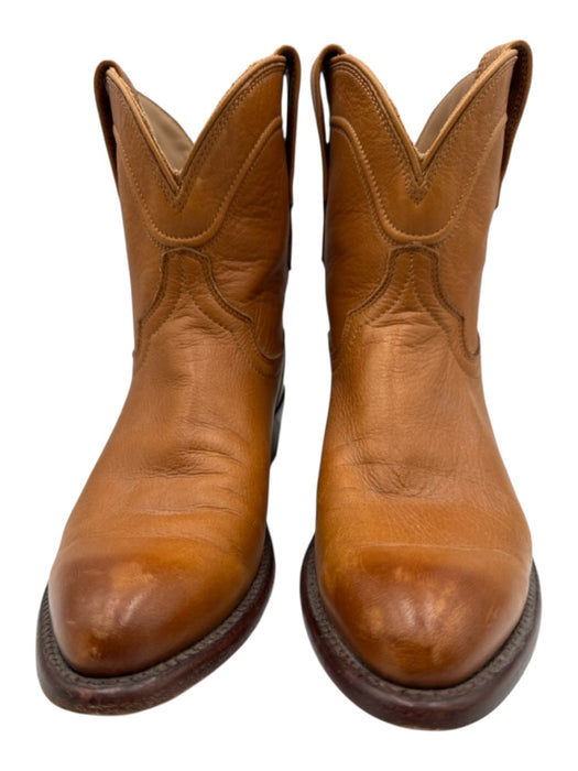 Tecovas Shoe Size 6.5 Cognac Brown Leather Upper Pull Tabs Cowboy Ankle Boots Cognac Brown / 6.5