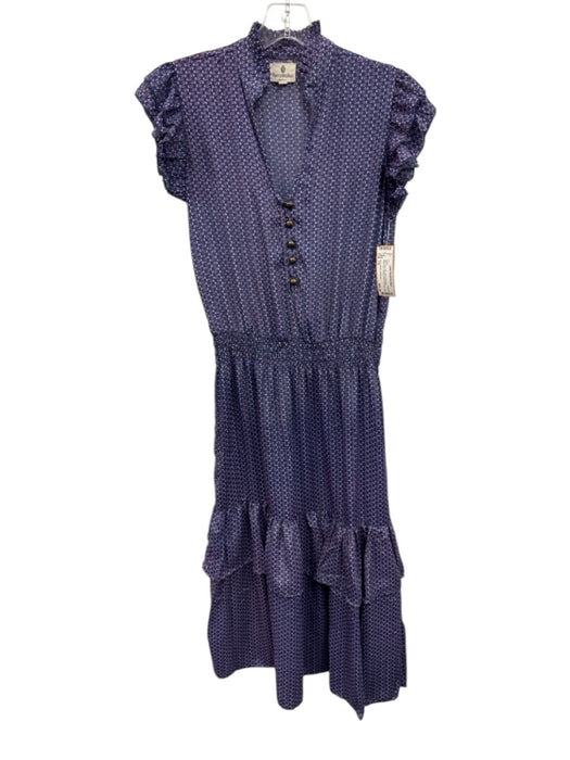 Perry Walker Collective Size 1/S Blue, Pink, Red Silk & Polyester Midi Dress Blue, Pink, Red / 1/S