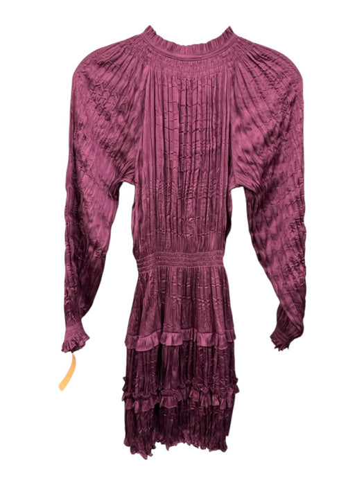 Current Air Size XS Purple Polyester Micropleat Crinkle Long Sleeve V Neck Dress Purple / XS