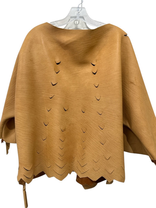 No Brand Size Small Brown & Tan Leather Reversable Horn Toggle Cut Out Jacket Brown & Tan / Small