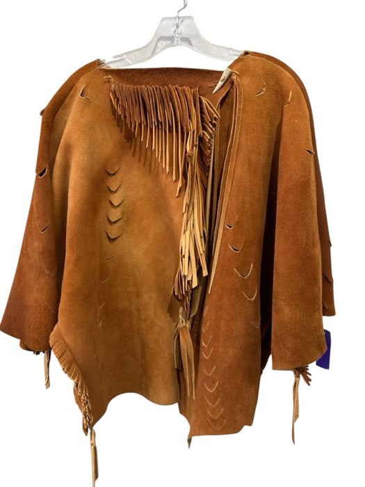 No Brand Size Small Brown & Tan Leather Reversable Horn Toggle Cut Out Jacket Brown & Tan / Small