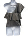 Milly Size 2 Gray Cotton One Shoulder Ruffle Side Zip Drape Top Gray / 2