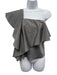 Milly Size 2 Gray Cotton One Shoulder Ruffle Side Zip Drape Top Gray / 2