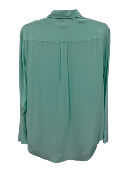 Equipment Femme Size S Aqua Green Silk Long Sleeve Button Up Breast Pockets Top Aqua Green / S