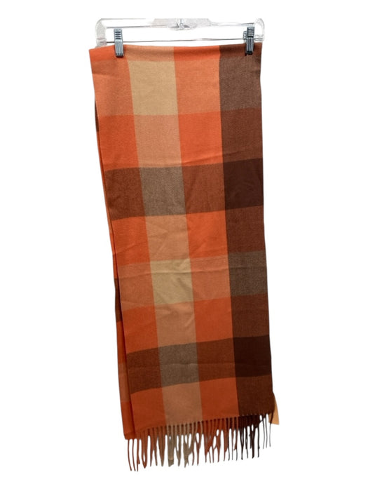 Pretty Persuasions Orange & Brown Polyester Fringe Plaid Rectangle scarf Orange & Brown / One Size