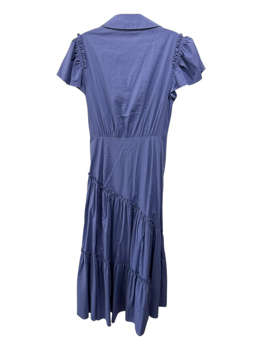 Cinq a Sept Size 2 Periwinkle Blue Cap Sleeve Ruffles Faux Wrap Midi Dress Periwinkle Blue / 2