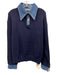 Commense Size Medium Navy Blue Viscose Blend Long Sleeve Denim Detail Sweater Navy Blue / Medium