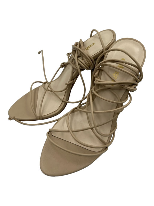Cult Gaia Shoe Size 35 Beige Suede Strappy Wrap Bamboo Heel Sandal Pumps Beige / 35
