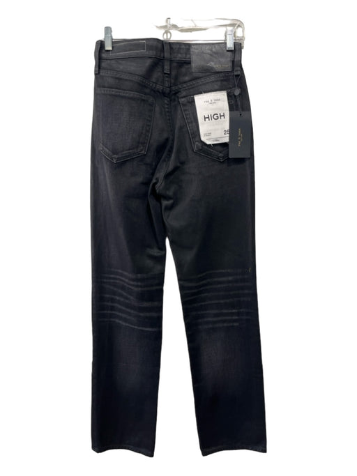 Rag & Bone Size 25 Black Cotton Denim Coated Straight Leg Button Fly Jeans Black / 25