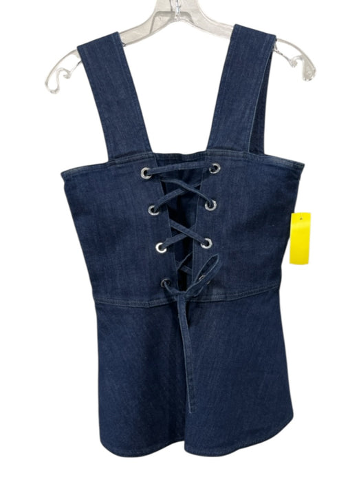 See By Chloe Size 40 Dark Wash Cotton Blend Denim Sleeveless Lace Up Front Top Dark Wash / 40