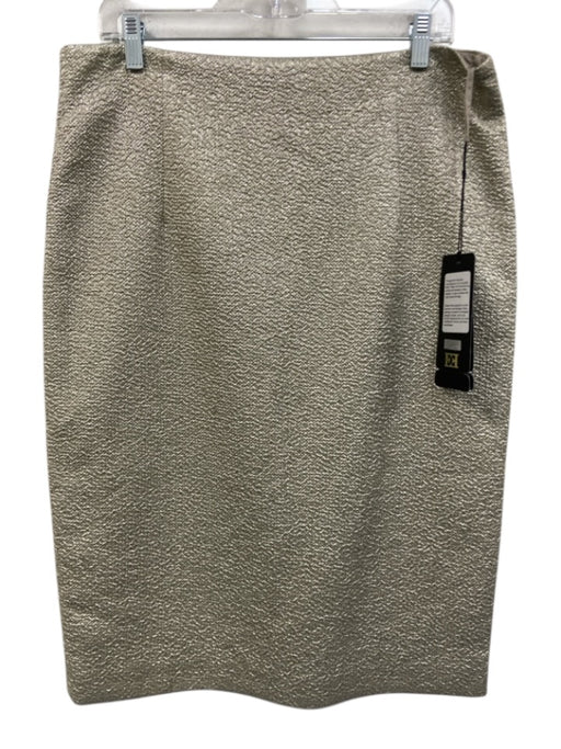 Escada Size 44 / L Sand Beige Cotton Blend Metallic Thread Pencil Skirt Sand Beige / 44 / L