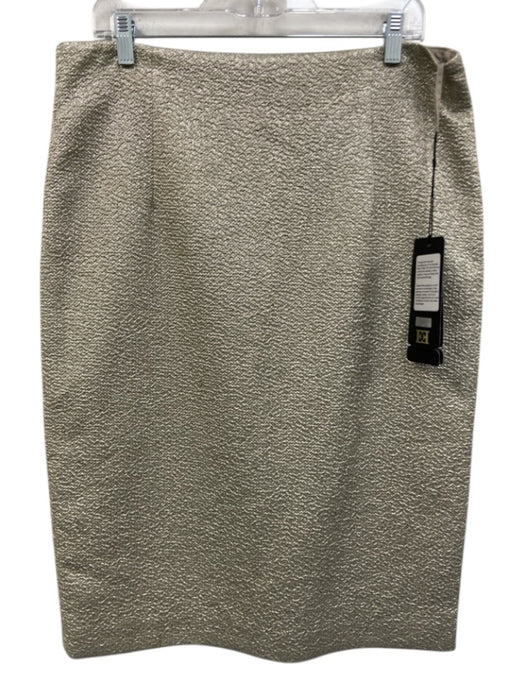 Escada Size 44 / L Sand Beige Cotton Blend Metallic Thread Pencil Skirt Sand Beige / 44 / L
