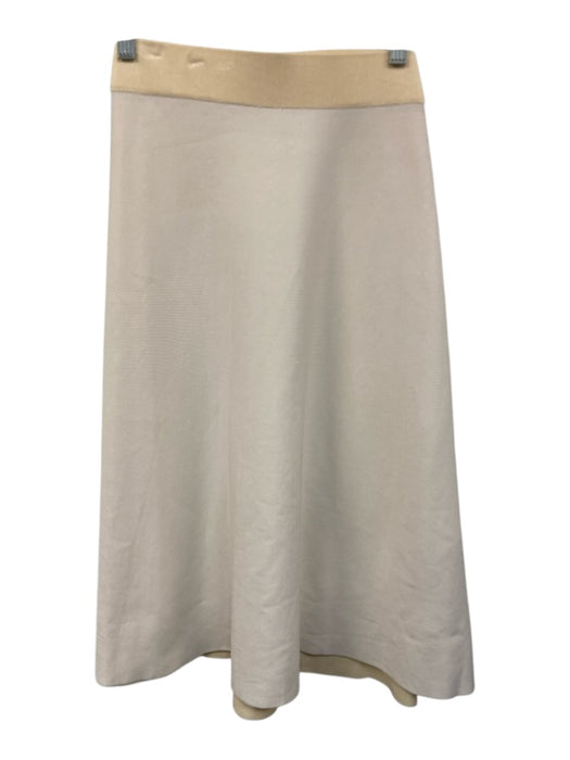 COS Size L Cream Rayon Blend Knit Circle Elastic Waist Midi Skirt Cream / L