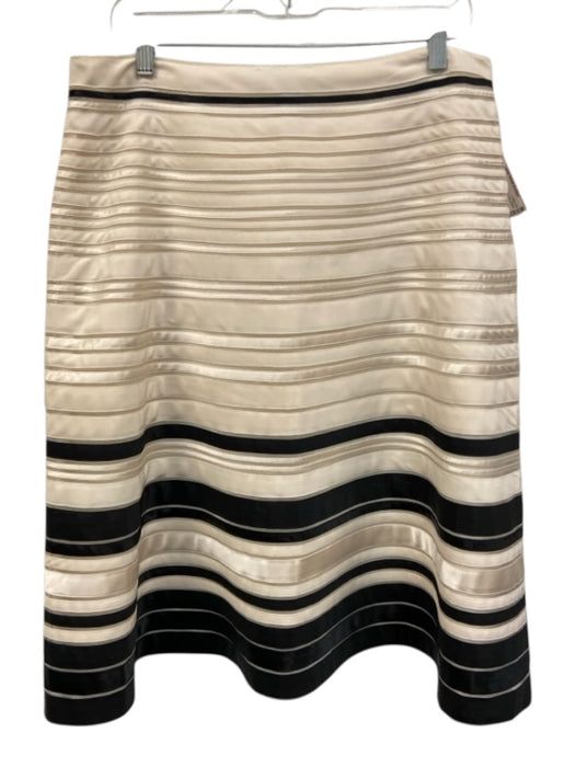 Linda Allard Ellen Tracy Size 16 Cream & Black Silk Stripe A Line Skirt Cream & Black / 16
