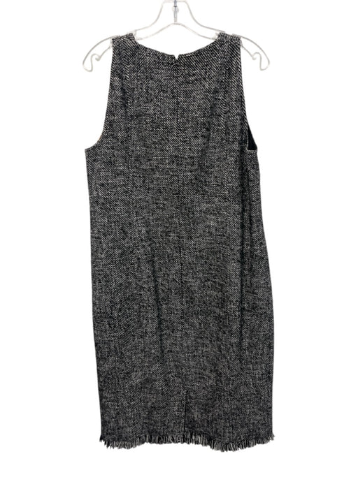 Akris Punto Size 14 Black & White Wool Blend Tweed Fringe Trim Knee length Dress Black & White / 14